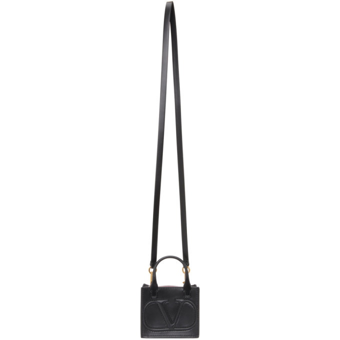 VALENTINO Small Vlogo Walk Calfskin Tote Bag - Black