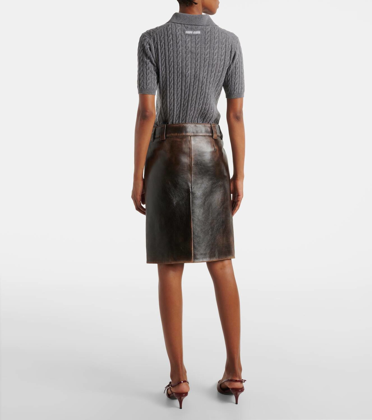 Miu Miu Leather midi skirt