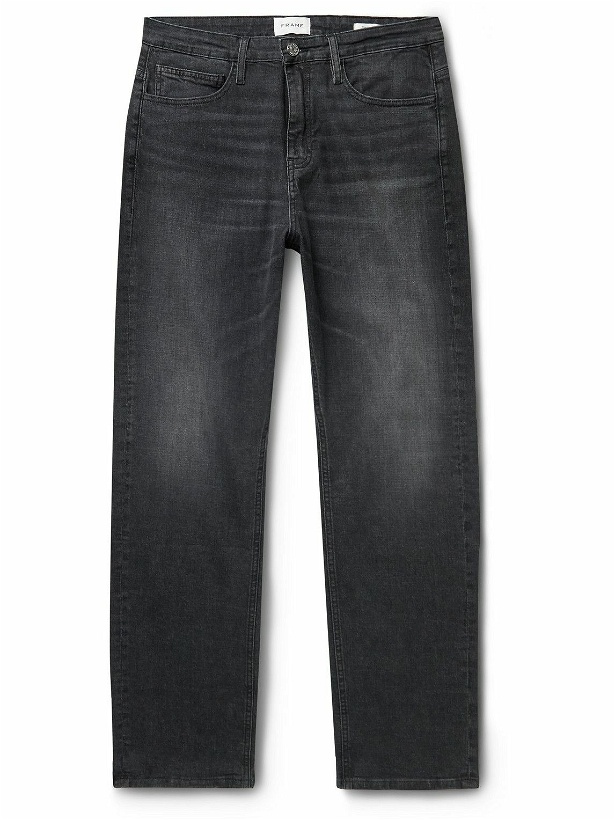 Photo: FRAME - Straight-Leg Distressed Organic Jeans - Black