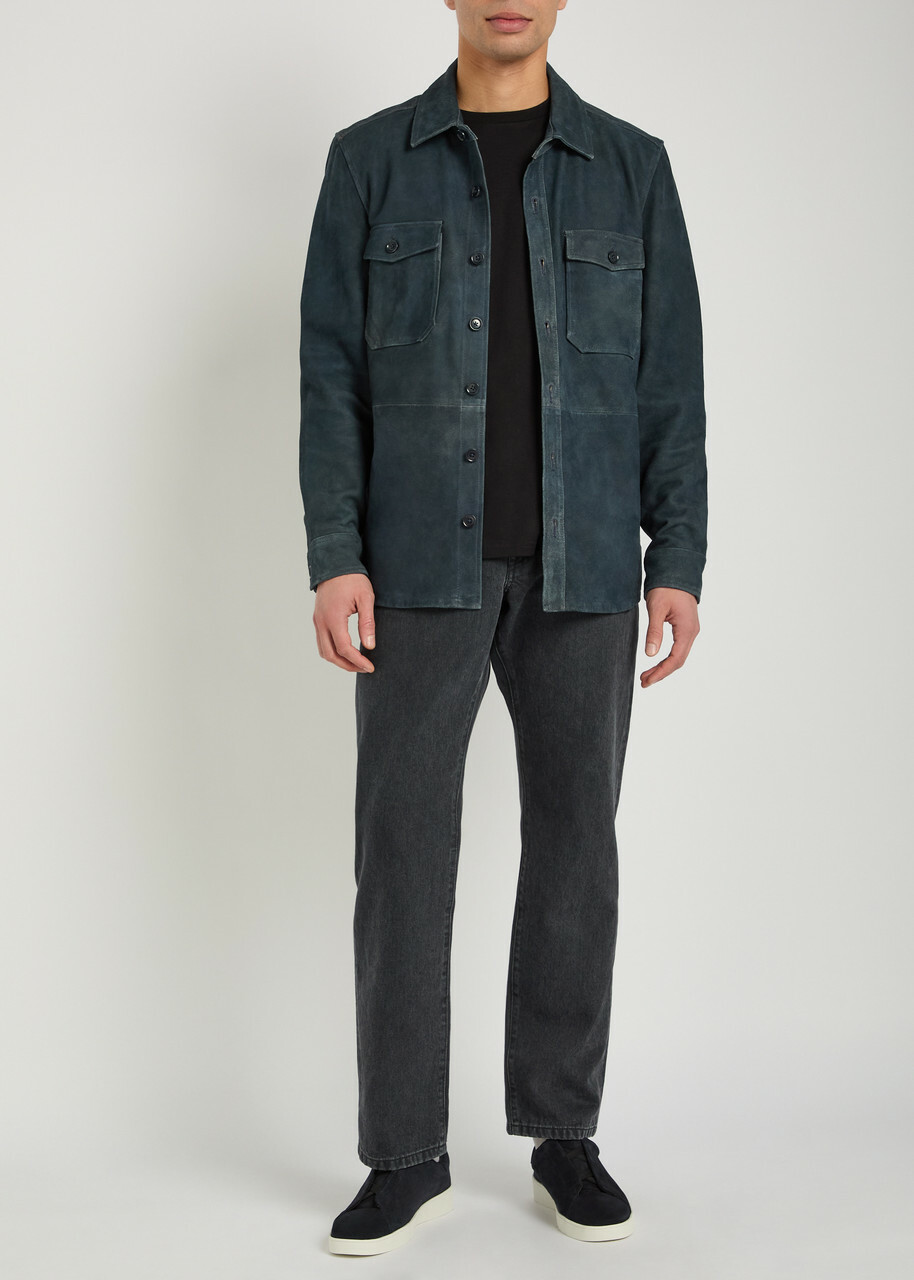 Paige Peyman Suede Overshirt Navy