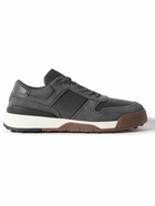 Tod's - Mesh-Trimmed Leather and Suede Sneakers - Gray