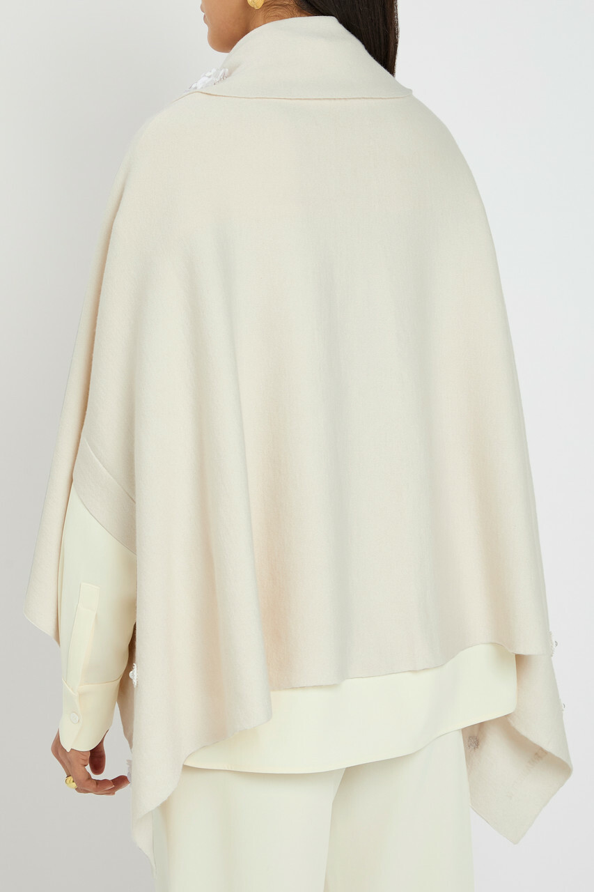 Bernadette Shirene Embroidered Cashmere-blend Shawl Ivory