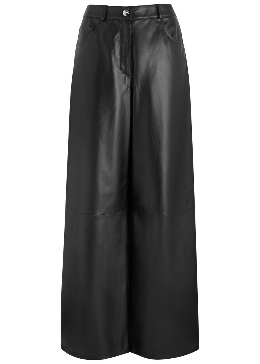 Arma Catania Wide-leg Leather Trousers Black