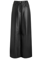 Arma Catania Wide-leg Leather Trousers Black
