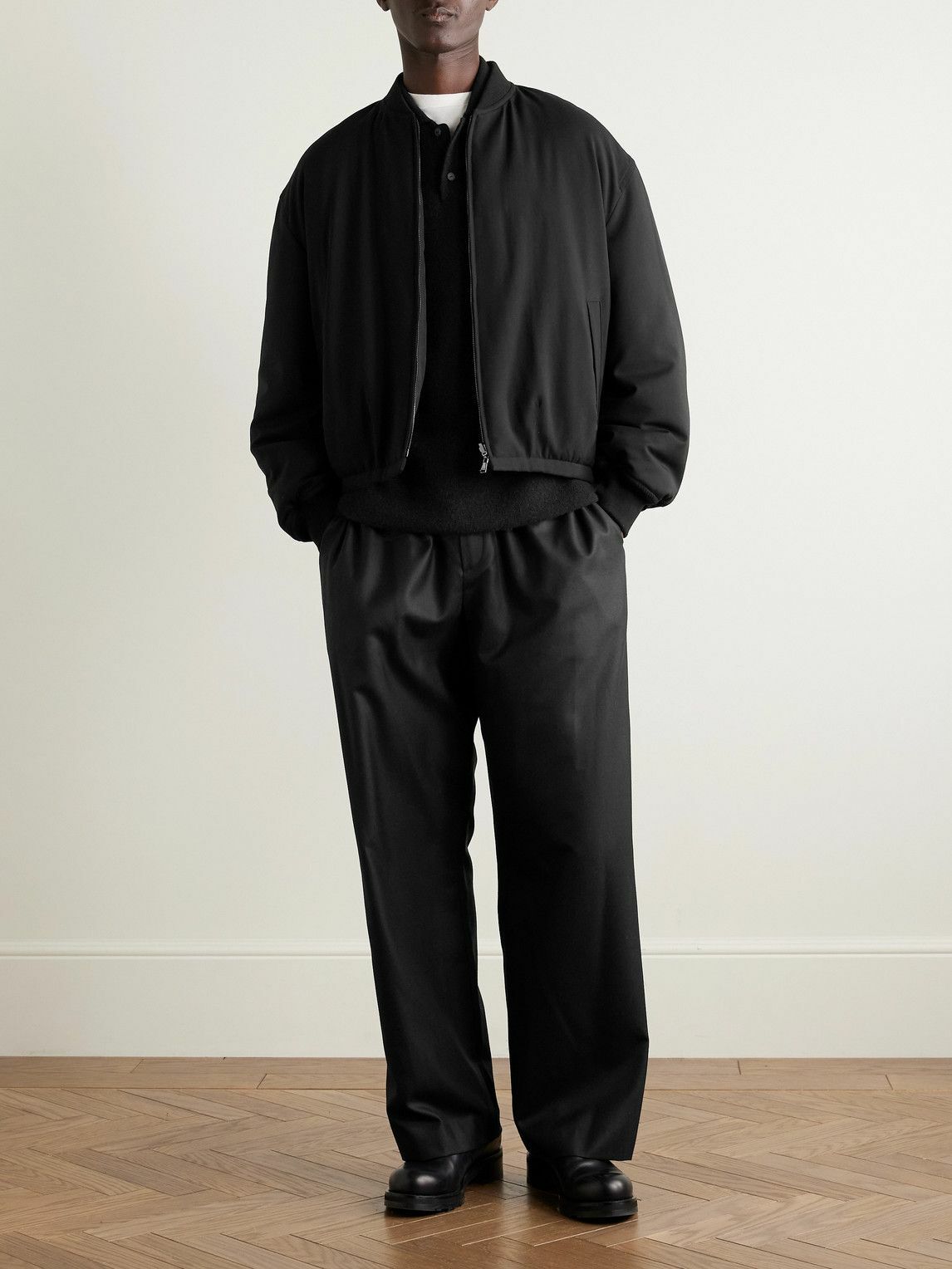 The Row - Fenn Padded Wool-Twill Bomber Jacket - Black