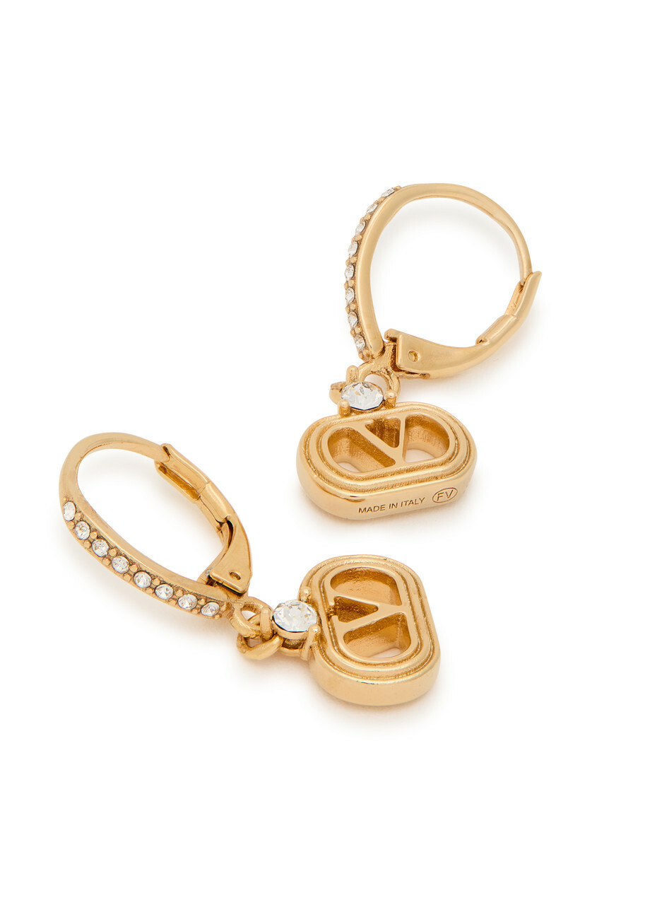 Valentino Garavani Ovalette Vlogo Hoop Earrings - Gold - One Size