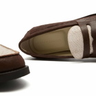 Duke + Dexter Men's Wilde Cracked Bison Skull Penny Loafer in Brown/White