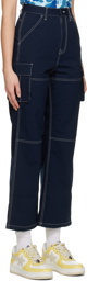 BAPE Navy Color Stitching Cargo Pants