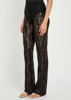 Norma Kamali Floral Guipure Lace Trousers Black