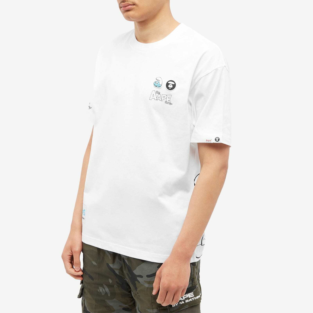 Men's AAPE x Smurfs Outline Smurf T-Shirt in White AAPE by A