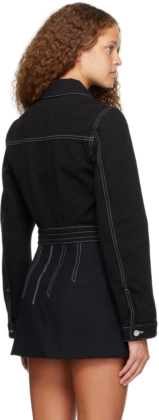 Dion Lee Black Garment-Dyed Denim Jacket