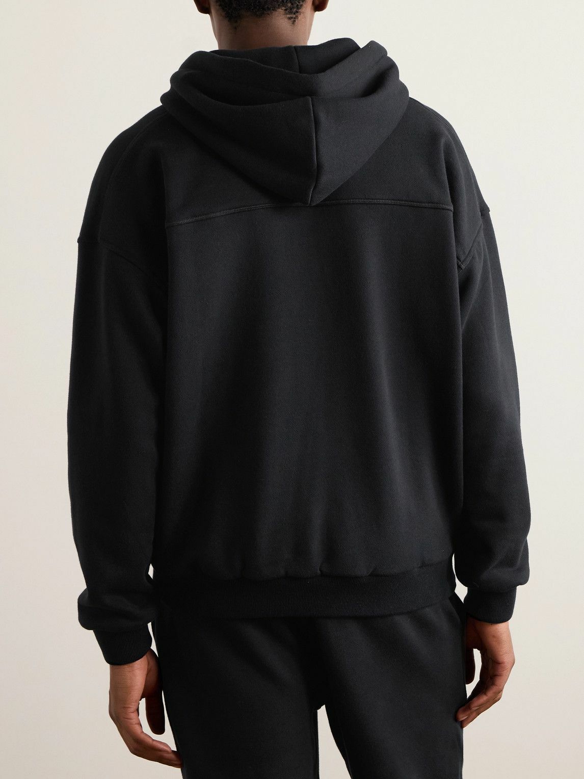 Zegna - Logo-Embroidered Cotton-Blend Jersey Hoodie - Black