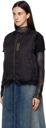 Andersson Bell Black Curved Placket Reversible Faux-Fur Vest
