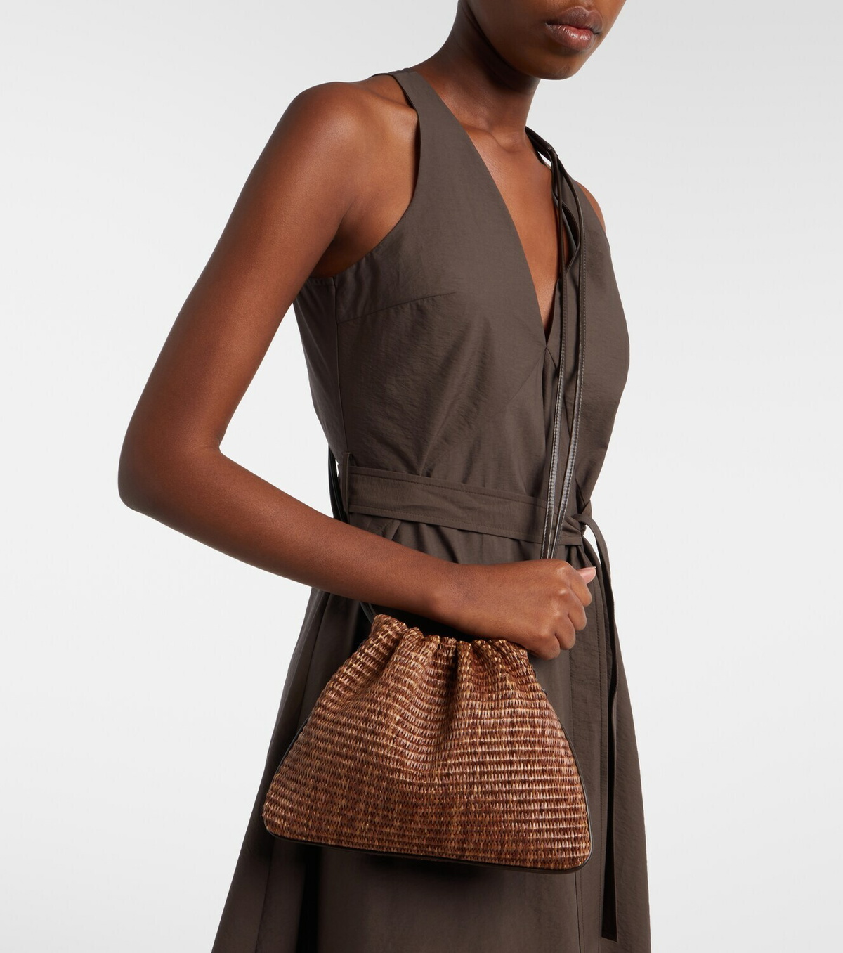 Brunello Cucinelli Mellow Small raffia-effect crossbody bag