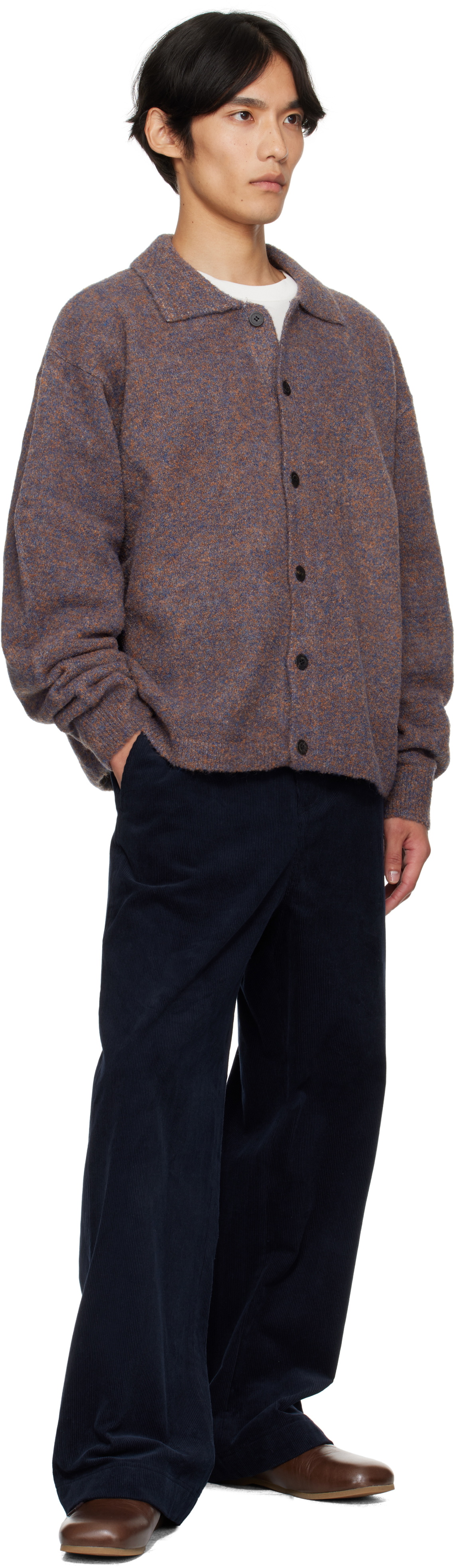 LE17SEPTEMBRE Purple Bouclé Button Down Cardigan