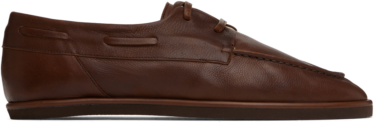 AURALEE Brown Soft Leather Deck Shoes Auralee