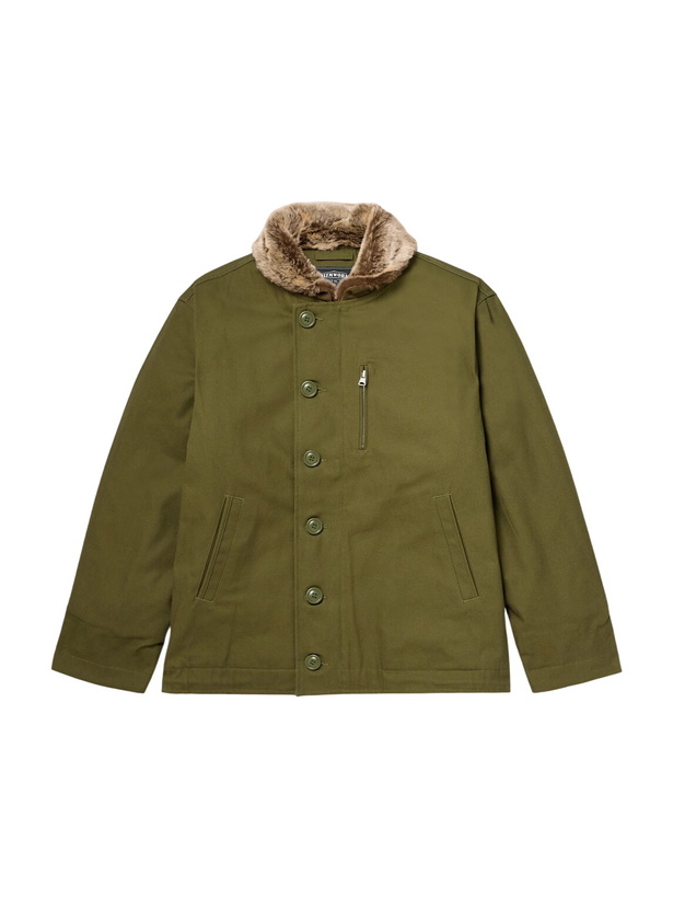 Photo: FrizmWORKS - Edgar Plush-Trimmed Cotton-Canvas Jacket - Green