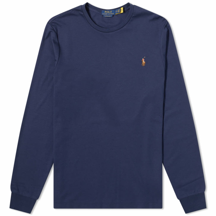 Photo: Polo Ralph Lauren Men's Long Sleeve Cotton Custom T-Shirt in French Navy