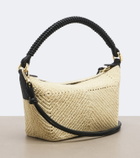 Loewe Cala Mini leather-trimmed raffia top-handle bag