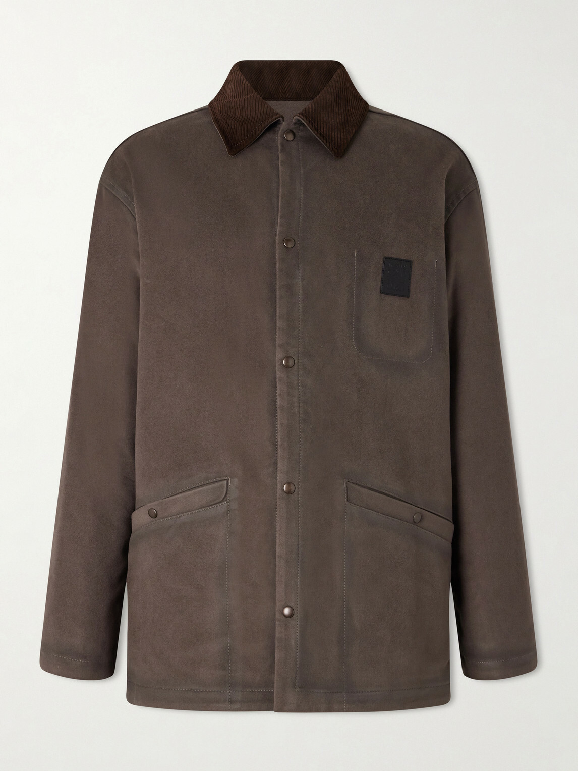 LOEWE - Corduroy-Trimmed Logo-Appliquéd Woven Overshirt - Brown