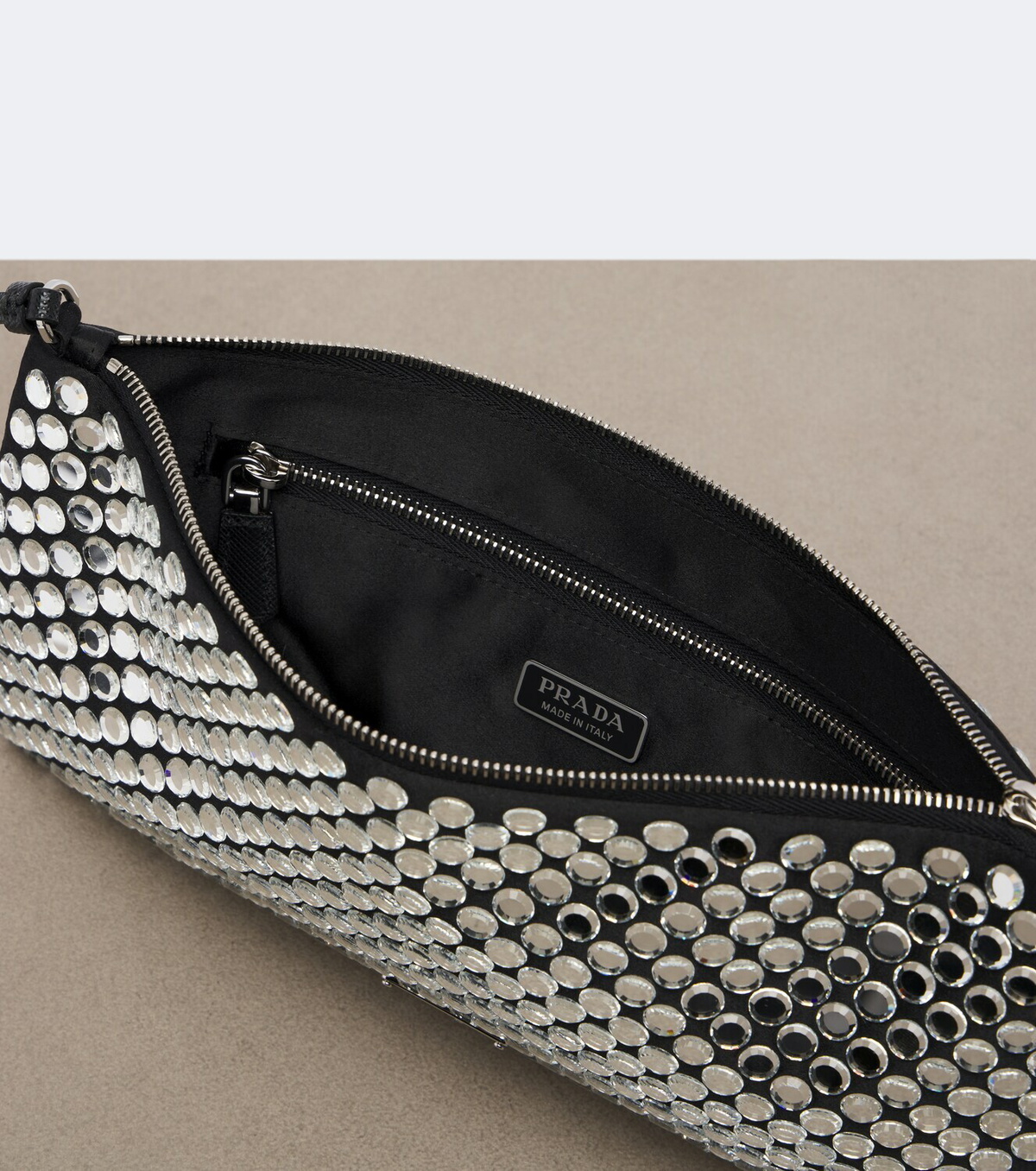 Prada Embellished leather-trimmed crossbody bag