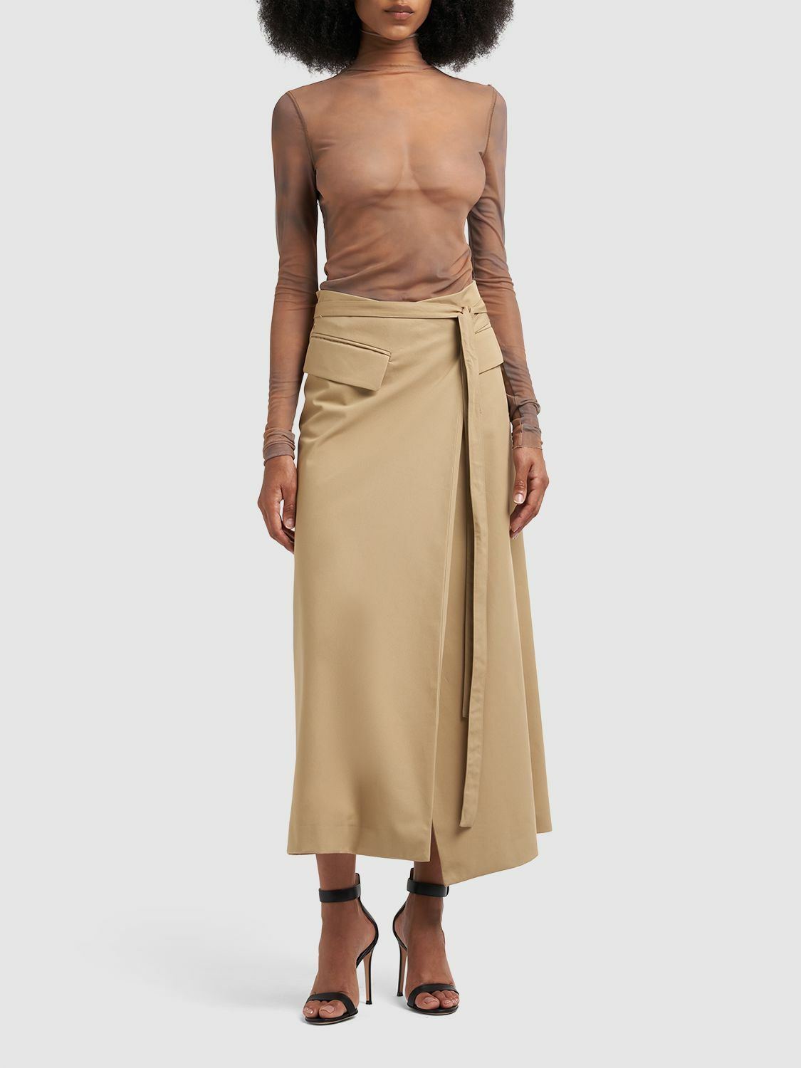 SPORTMAX - Deserto Cotton Gabardine Maxi Wrap Skirt
