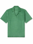Paul Smith - Logo-Appliquéd Grosgrain-Trimmed Cotton-Blend Terry Polo Shirt - Green