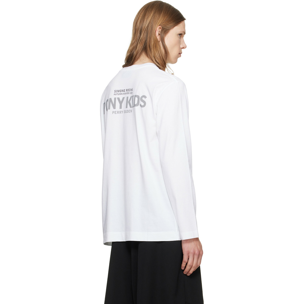 Simone Rocha White 'Pony Kid' Print Long Sleeve T-shirt
