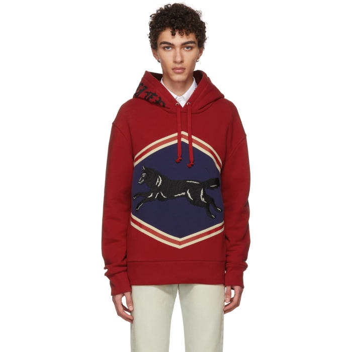 Photo: Gucci Red Jumping Wolf Hoodie 