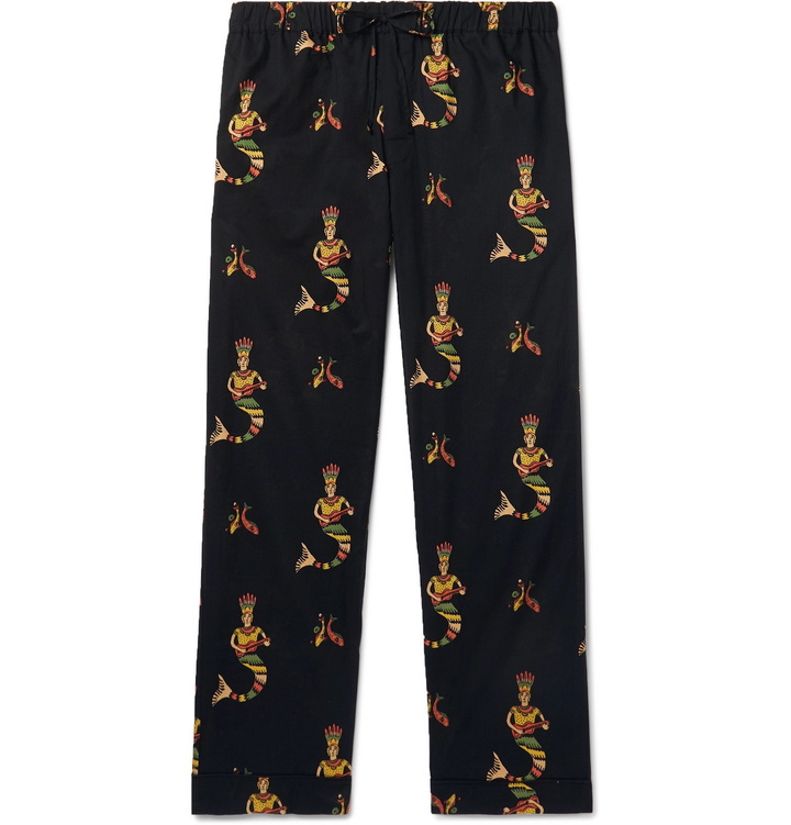 Photo: Desmond & Dempsey - Printed Cotton Pyjama Trousers - Black