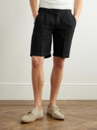 Massimo Alba - Alaccia Straight-Leg Pleated Linen Shorts - Black
