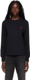 AMI Paris Black Ami de Cœur Long Sleeve T-Shirt