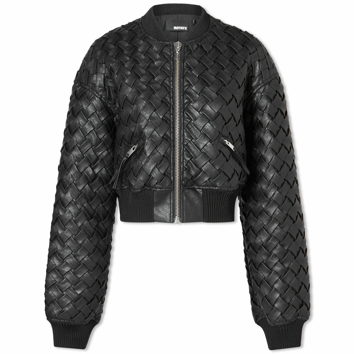 Rotate Women's Braided Bomber Jacket in Black