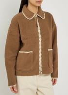 Varley Ruiko Whipstitch-trim Fleece Jacket Brown