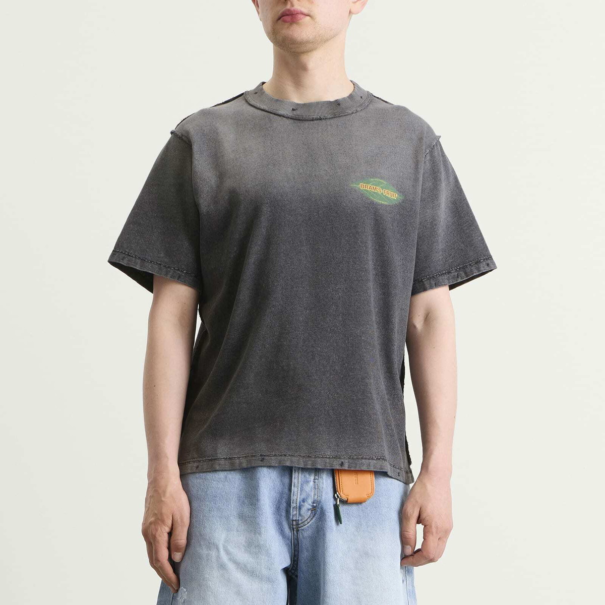 Bram's Fruit Men's Distressed Leaf T-Shirt in Shadow Black