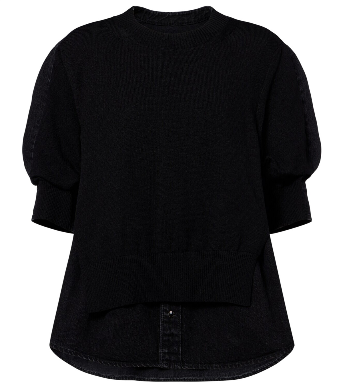 sacai Black Nylon Twill x Knit Cardigan Sacai