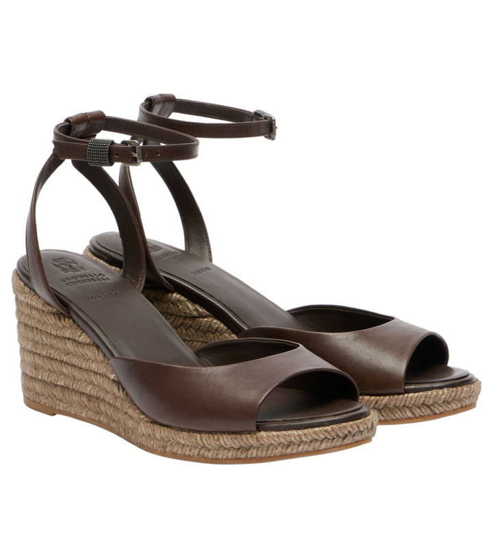Photo: Brunello Cucinelli Leather espadrille wedges