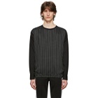 Neil Barrett Black and White Extrafine Cupro Striped Long Sleeve T-Shirt