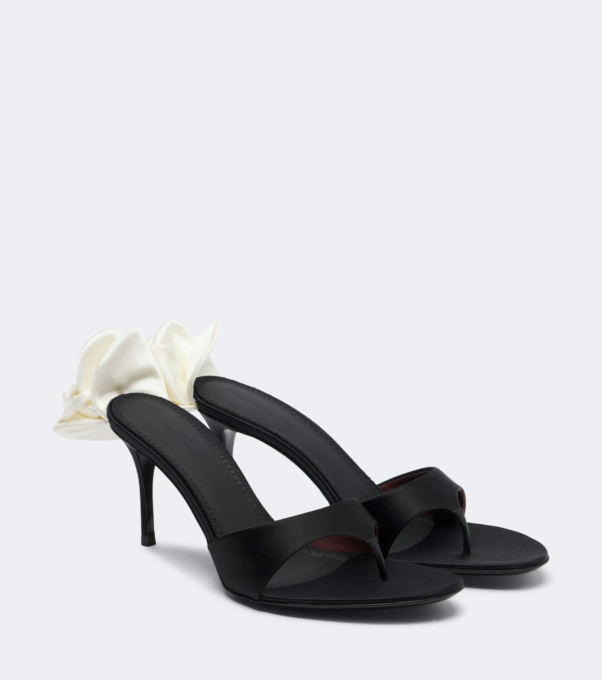 Magda Butrym Floral-appliqué satin thong sandals