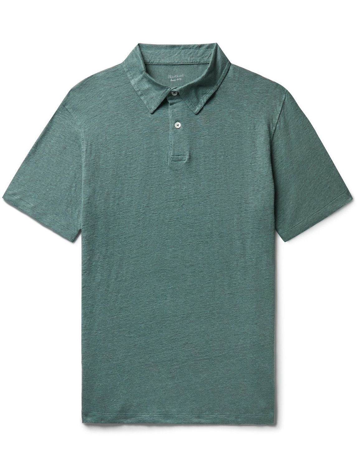 Hartford - Slub Linen Polo Shirt - Green Hartford
