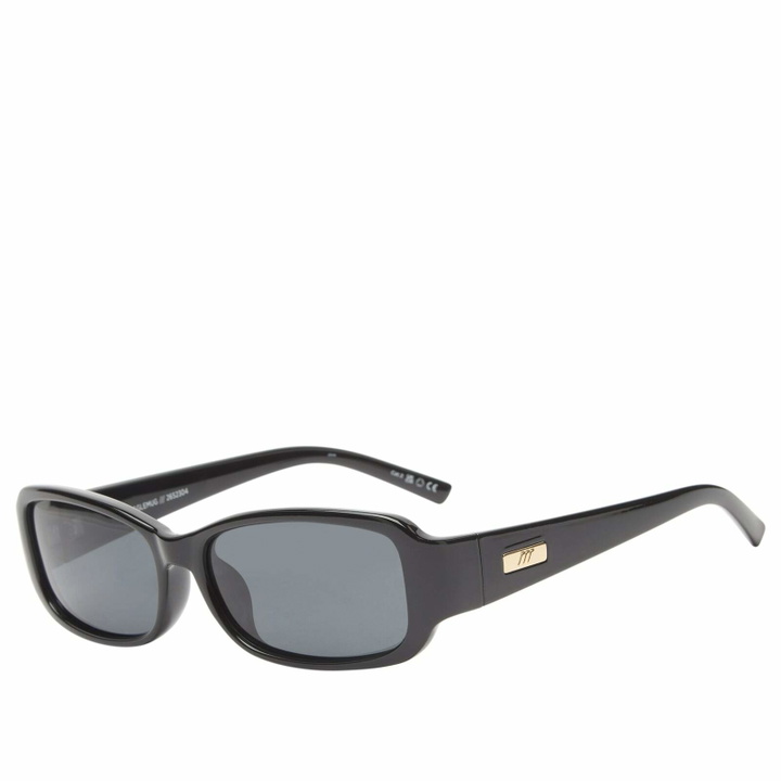 Photo: Le Specs Gigglemug Sunglasses in Black/Smoke Mono Polarized 