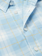 Mastermind World - Logo-Embroidered Distrressed Checked Cotton Shirt - Blue