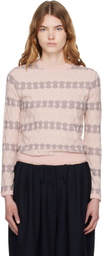 OPEN YY Pink Jacquard Pullover Sweater
