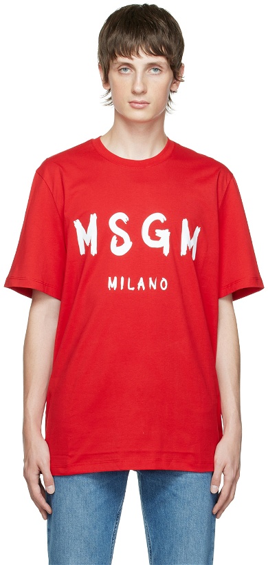 Photo: MSGM Red Printed T-Shirt