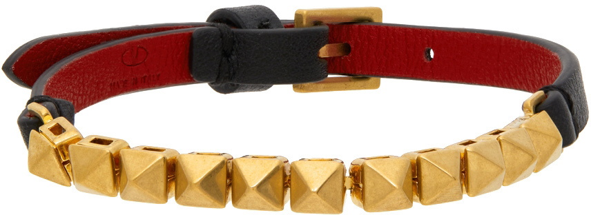 Valentino Garavani Brown Leather Rockstud Bracelet