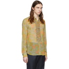 Dries Van Noten Yellow and Green Floral Ruffle Shirt