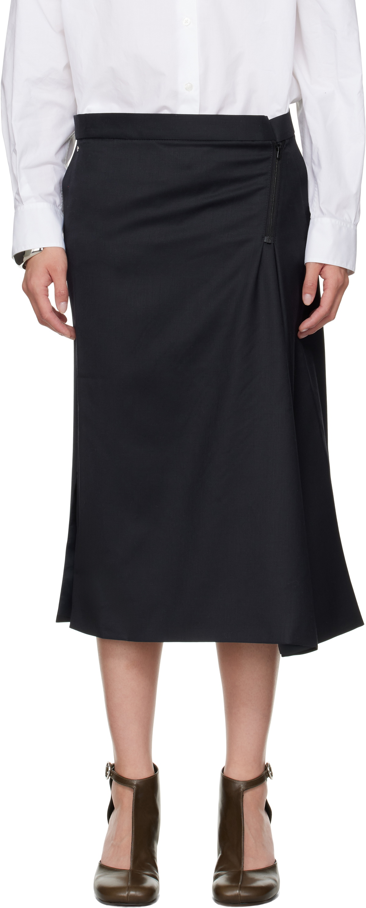 Bless Navy Wrap Midi Skirt