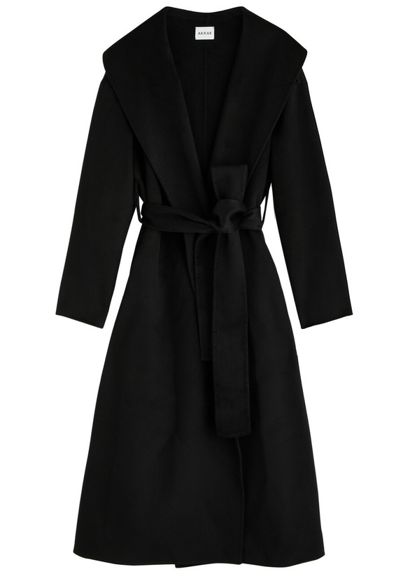 Photo: Aexae Belted Wool-blend Coat Black