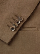 De Petrillo - Unstructured Linen Suit Jacket - Brown