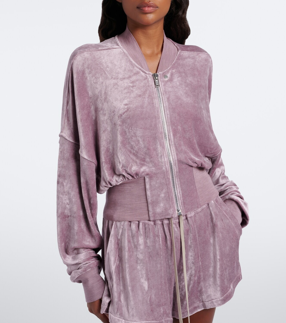 Rick Owens Flight velvet jersey bomber jacket